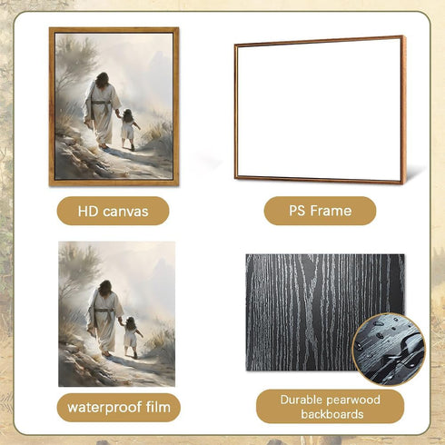 ARTZIO Canvas for Painting with Framed Jesus Religious Wall Art, Home Kids Girls Room Decor, 8x10in Ready to Hang
