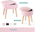 BRIAN & DANY Vanity Stool, Faux Fur Vanity Stool Chair with Storage, Rectangle Makeup Chair Soft Padded Seat with Legs