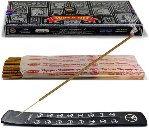 TRUMIRI Incense Stick Holder Bundle with Satya Super Hit Incense Sticks, Pack of 1 (Approx 100 Sticks)