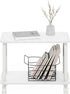 2-Tier Furinno Turn-N-Tube Side Table, Rectangle Sofa End Table with Wheels, Round Corner Night Stand, Bedside Table