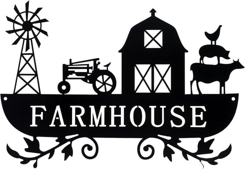 Ferraycle Metal Farmhouse Kitchen Decor, Rustic Farm Sign Windmill Barn Tractor Animal Decor for Nursery
