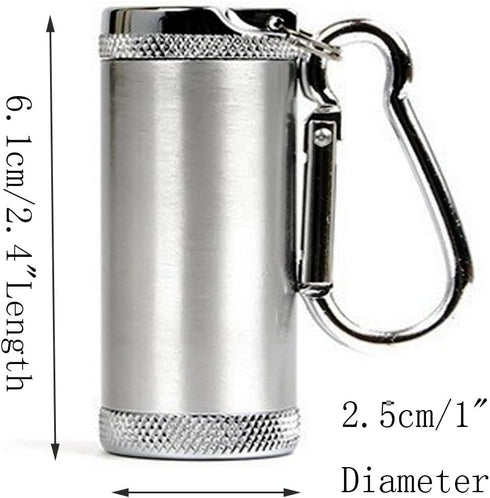 Metal Portable Ashtray, Outdoor Cigarettes Ashtray with Lid, Keychain, Cylinder Silver