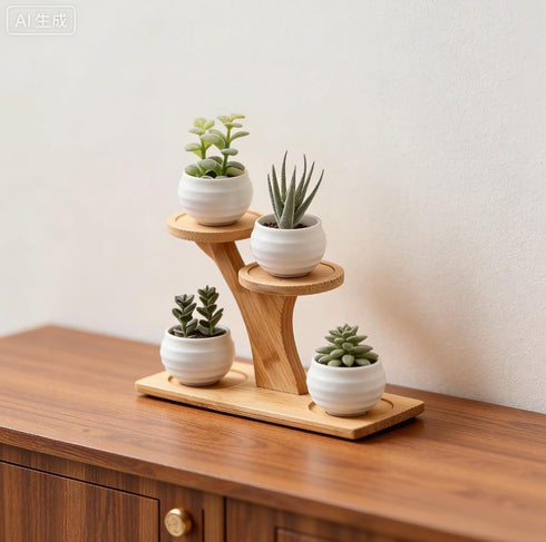Generic 3 Bamboo Plant Stand - Tier Window Plant Shelf for Indoor Plants | Wooden Flower Stand & Tabletop Plant Holder