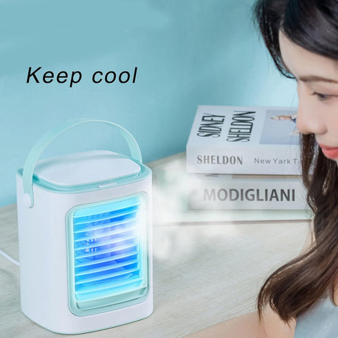 Mini Air Conditioner, Portable AC, Desktop USB Air Conditioning Fan with 3 Gear Speed Control