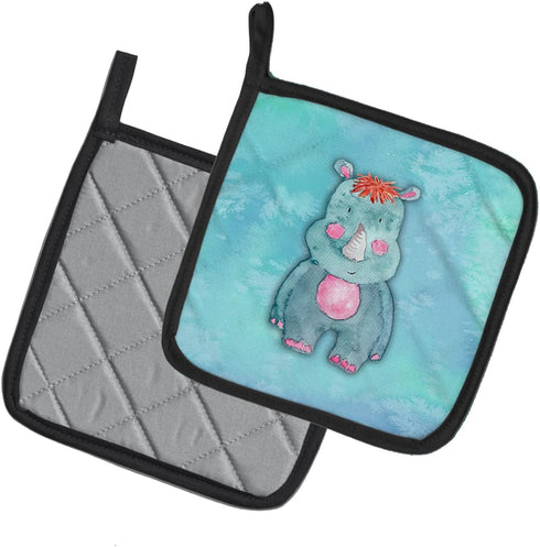 Caroline's Treasures BB7381PTHD Rhinoceros Watercolor Pot Holders, Heat Resistant, 7 1/2 x 7 1/2