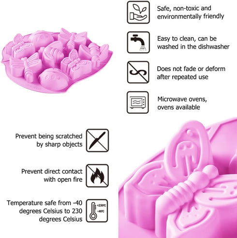 VEINARDYL 3 pcs Silicone Chocolate Molds, 24-Cavity Insect 3D Muffin Mould for Cake Candy Cupcake Soap