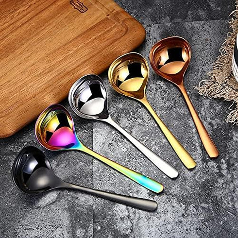 2-Pack Black Soup Ladle, 304 Stainless Steel Spoon for Kitchen Serving Sauce