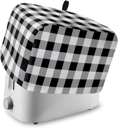 Toaster Cover 4 Slice, Vintage Farmhouse Black White Buffalo Check Plaid Dust Cover with Pockets for Kitchen