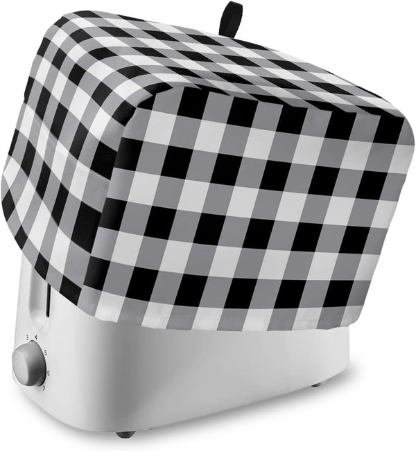 Toaster Cover 4 Slice, Vintage Farmhouse Black White Buffalo Check Plaid Dust Cover with Pockets for Kitchen