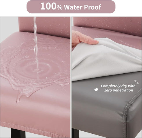 Brown-4 Pack) YISUN Bar Stool Covers, Stretch Waterproof PU Bar Stool Slipcover Removable Washable Bar Stool Chair