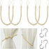 BEL AVENIR Curtain Rope Tiebacks with 4 Metal Screw Hooks, Drapery Holdbacks (Beige, 4 Pack)