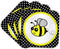 3dRose Cute Yellow Bumble Bee on Black and White Polka Dots, Soft Coasters, Set of 4