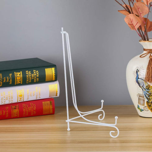 Artliving 2 Pack 12" Iron Large Plate Stand, White Iron Easel for Displaying Picture Frames and Cookbooks
