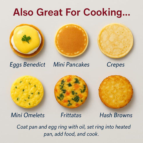 HIC Kitchen Non-Stick Fried and Poached Egg Cooking Rings, Round Shaped, Set of 2, PFOA and BPA Free