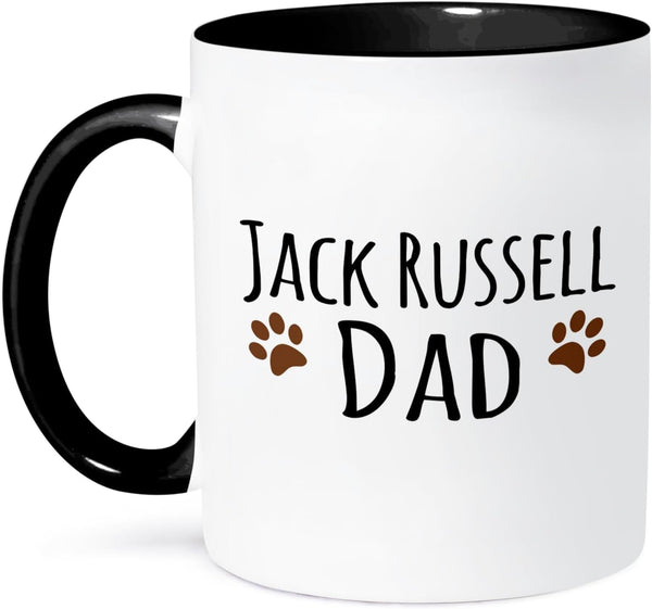 3dRose Jack Russell Dog Dad Mug, 11 oz, Black