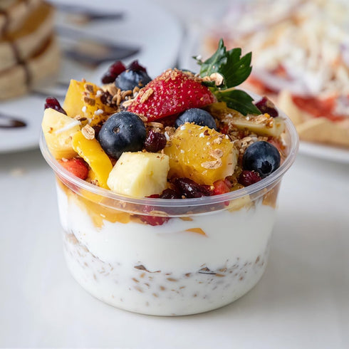50 Pack 16 oz Plastic Dessert Cups with Lids, Clear Disposable Snack Bowls for Yogurt Parfait, Cake, Fruit, Salad, Acai