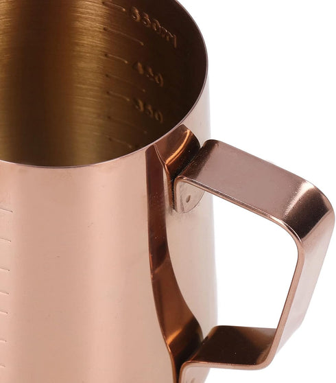 Rose Gold Stainless Steel Milk Frothing Cup, 550ML Pitcher for Coffee Steaming and Latte Art