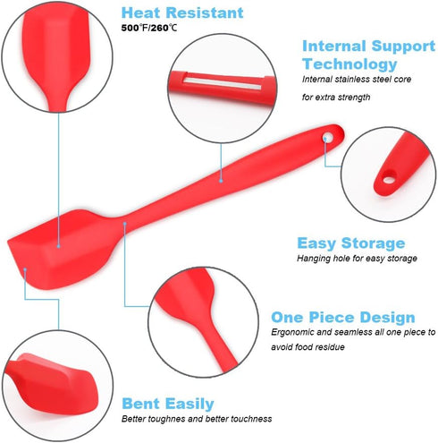 Silicone Spatula Set, 4-Piece Heat-Resistant Non-stick Rubber with Stainless Steel Core