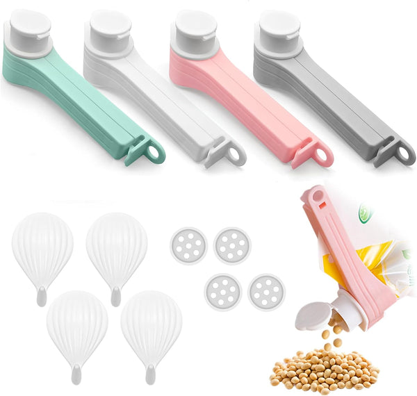 4pcs Bag Spout Clip,for Food,Snack Sealing Clips with Pour Spouts,Kitchen Chip Bag