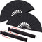 Maitys 2 Packs Large Clap Fans for Line Dancing, Chinese Folding Hand Fans for Men and Women (Black)