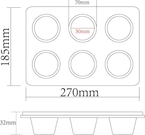 Carbon Steel Nonstick Bakeware Muffin Pan, 6-Cup