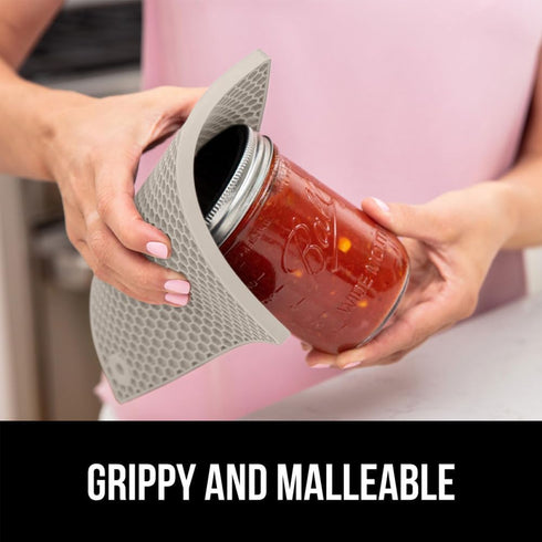 Gorilla Grip 4 Piece Silicone Oven Mitt and Trivets Set, Heat and Slip Resistant, Waterproof, Cotton Lined Gloves,