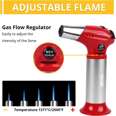 TBTEEK Butane Torch T901, Kitchen Torch with Safety Lock & Adjustable Flame for Cooking, BBQ, Baking, and DIY