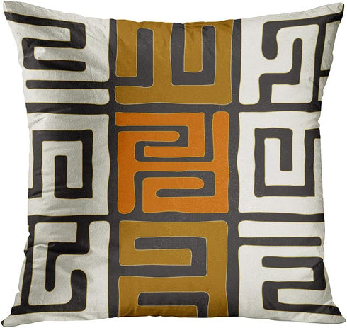 Set of 4 Throw Pillow Covers 20x20 Inch, African Tribal Mud Cloth Inspired Geometric Home Decor Pillowcase