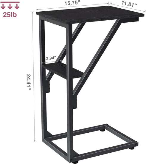 NEFROM Set 2, ET-D-BK2 C-Shaped End Tables, Sofa TV Trays of Small Couch Side Table for Living Room, Bedroom, Bedside