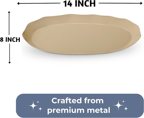 Folkulture 14" Bathroom Tray, Metal Organizer for Countertop Accessories, Bathroom Vanity Tray for Home Decor (Iron