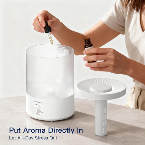 24dB Light,1 MegaWise Healthy Top-Refill Cool Mist Humidifiers for Bedroom, Ultrasonic Air Vaporizer with Water Filter