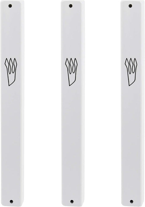 3-Pack Classic Aluminum Mezuzah Case for Mezuzah Scroll (with Nail), Weather Proof, Easy Peel and Stick (White, 5.5inch)