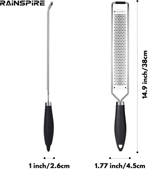 Rainspire 304 Upgraded Citrus Lemon Zester Grater, Easy Clean Dishwasher Safe, for Ginger Garlic Parmesan Cheese