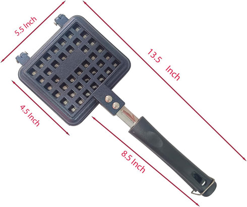 G & D Nonstick Waffle Maker Pan, Aluminum, 13 in L x 5.5 in W x 1.2 in H, True Nonstick Coating