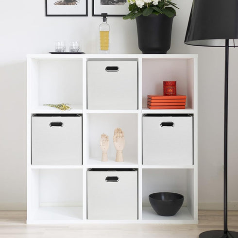 Posprica 11x11 Storage Cubes, Set of 4 Collapsible Storage Bins with Dual Handles for Closet Shelf Cabinet