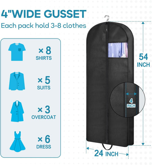 KIMBORA 54" Garment Bag for Travel, Gusseted Suit Bags for Men with Handles for Hanging Clothes Storage