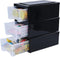 Hespama 6.5 Quart Plastic Stacking Storage Drawer, 3 Pack Desktop Storage Drawer, Black
