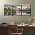 Grand Teton Sunset Landscape Paintings, 3 Panel Wall Art Prints on Canvas, Framed 36" Wx16" H House Decor