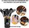 Infinite Kitchen Utensils Set-Pieces | Silicone Cooking Utensils Set for Nonstick Cookware | Heat Resistant 392°F | Dishwasher Safe Cooking Utensil Sets with Holder Utensilios de Cocina (BLACK)