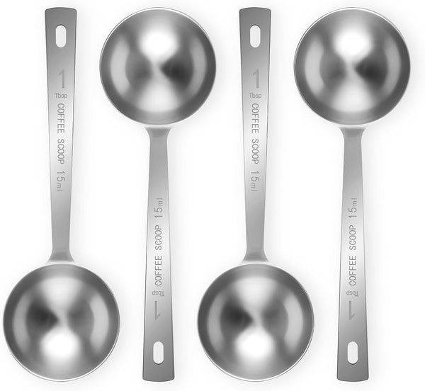 Flezoo 4Pcs Coffee Scoop Spoon - 1 Tablespoon 15ML Stainless Steel Long Handle
