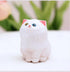 Hand Carved Wooden White Cat Figurine Unique Odd-Eyed Lion Cat Statue Desk