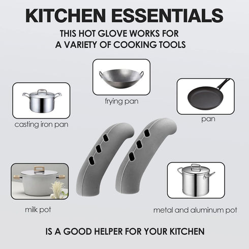 4 Pairs Silicone Pot Handle Covers, Heat Resistant Universal Fit for Pots, Pans, Skillets, Non-Slip Grip