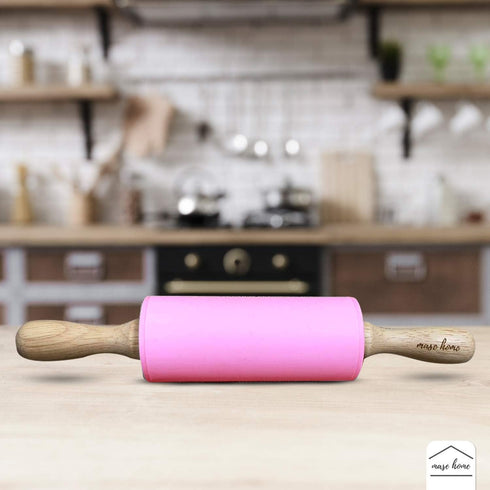Mini Silicone Rolling Pin for Kids Baking, Ideal for Toddlers, Playdough, Cookies & Pastry - 9" Small Size (Pink)