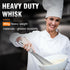 Walfos Whisk, 17in Large Heavy Duty Stainless Steel Wire Whisk for Beating Eggs, Blending Sauces, Mixing Batter