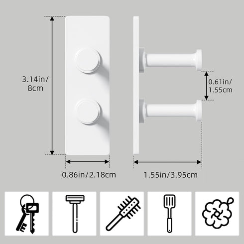 Shower Hook Inside Razor Holder - Adhesive Waterproof Wall Hook for Hanging Shower Accessories, White 4-Pack