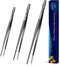 JETKONG Extra Long Kitchen Tweezers, Heavy Duty Stainless Steel Cooking Tweezers Set of 3 (9, 12, 14 Inch)