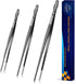 JETKONG Extra Long Kitchen Tweezers, Heavy Duty Stainless Steel Cooking Tweezers Set of 3 (9, 12, 14 Inch)