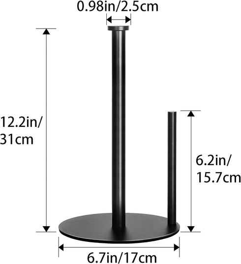 Paper Towel Holder Countertop - OBODING Black Kitchen Stand for Organization, Stainless Steel for Standard Rolls
