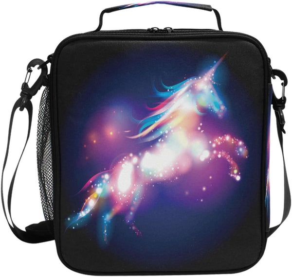 Wamika Unicorn Magic Design Lunch Box, Insulated Large Freezable Tote Cooler Bag with Shoulder Strap