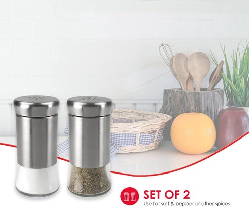 Home Basics 2 Piece Essence Salt & Pepper Shaker, Multicolored, Silver